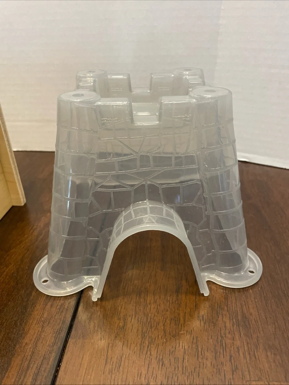 Lot Of 2 Hamster Hideout Natural Wood Tunnel Hide Platform Top. Plastic Castle.